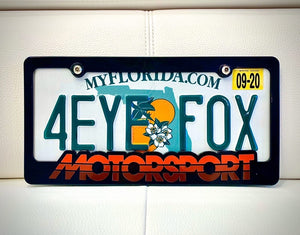 Motorsport license plate frame